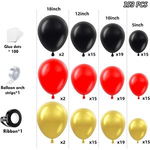 Kit Arco di Palloncini Rossi, Neri e Dorati da 153 Pezzi, Diverse Dimensioni 18, 12, 10, 5 Pollici, Metallizzati per Decorazioni per Feste - Product Image 2