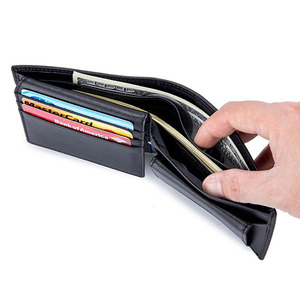Men's Genuine Leather Slim <b>Wallet</b> Fold Closure Minimalist Design Brown Interior Daily Use Card <b>Holder</b> - Product Image 6