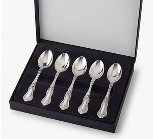 Ensemble de 5 cuillères à thé en acier inoxydable plaqué argent, design classique, manche long, finition miroir, passe au lave-vaisselle, couverts de mariage - Product Image 6