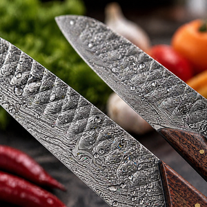 Custom Handmade Five-Piece Chef <b>Set</b> Ambidextrous Damascus Steel Straight Edge Durable <b>Sharp</b> Blades Wood Handle - Product Image 4