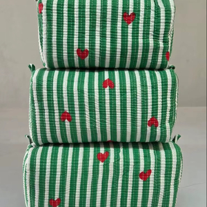 Travel Cosmetic Bag Soft Cotton <b>Makeup</b> Pouch Block Print Toiletry Organizer Handmade Zipper Bag <b>for</b> Skincare and Toiletries - Product Image 1