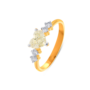 Bague solitaire Eternal Love, Bague solitaire The Golden Horizon en or 18 carats avec une couronne de diamants brillants - Product Image 1