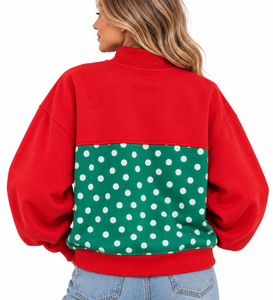 Custom <b>Women's</b> <b>Christmas</b> Mock Neck <b>Sweatshirt</b> Dress Oversized Holiday Pullover with Polka Dot Bottom and logo Cozy Winter Casual - Product Image 3