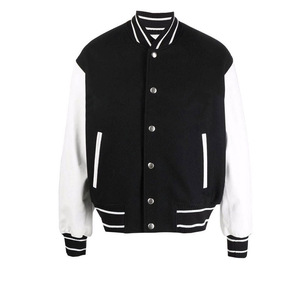 Veste universitaire en cuir pour homme, style vintage, haute qualité, col montant, logo frontal, fabrication sur mesure - Product Image 2