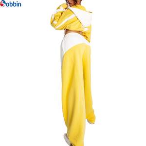 Conjunto de Sudadera Corta con Bloques de Color y Pantalones Anchos de Diseñador de Moda Personalizado, Ropa Deportiva Personalizada para Mujer - Product Image 2