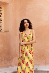 Floral Printed Maxi <b>Dress</b> Women O-Neck Bell Sleeve A-Line Casual <b>Summer</b> <b>Dress</b> Eco-Friendly Knitted 100% Cotton <b>Loose</b> Fabric - Product Image 6
