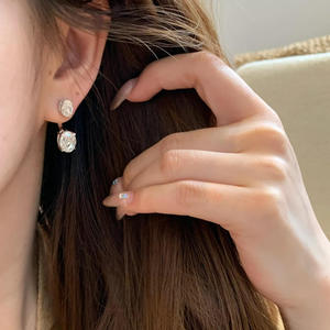 Boucles d'oreilles vintage en diamant taille ovale, or massif 14 carats, certifiées IGI, bijoux pour femme, cadeau de fiançailles ou de mariage - Product Image 2