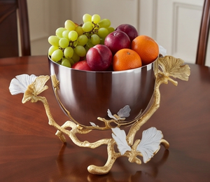Cuenco de Servir de Metal Estilo Oriental Premium con Diseño de Hoja de Ginkgo, Vajilla Decorativa Hecha a Mano para Regalo, Decoración del Hogar y Comedor - Product Image 3
