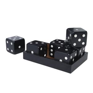 6 dés noirs avec plateau, objet décoratif, décoration de table de salon ou de bureau, dés uniques faits à la main, accent décoratif, prix de gros - Product Image 1