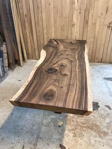 Handmade <b>Solid</b> <b>Wood</b> Live Edge Rectangle Dining <b>Table</b> with Metal Legs Modern Rustic Design for Apartment Use - Product Image 6