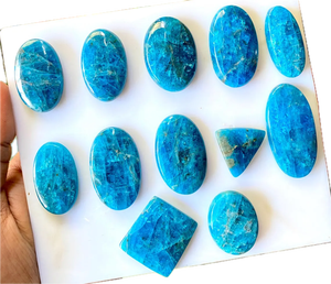 Lote de Cabujones de Apatita Azul Natural, Gema Azul Océano, Piedras Pulidas de Formas Variadas, Suministros para Joyería - Product Image 1