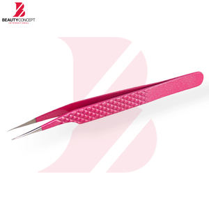 Pinzas para Pestañas con Logotipo Personalizado al por Mayor, Color Rosa Texturizado, Acero Inoxidable de Alta Precisión, Pinzas de 90 Grados para Volumen y Aislamiento - Product Image 5