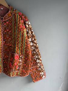 <b>Quilted</b> Women's <b>Jacket</b> Floral <b>Pattern</b> Mandarin Collar Full Sleeve Autumn Regular Length Patch Pocket Woven Polyester GIFT - Product Image 3