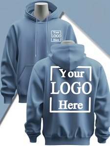 Men's Custom Photo/Text Oversized Hooded Fleece Sweatshirt Graphic Print Kangaroo Pocket Front Pocket <b>Machine</b> Washable - Product Image 2