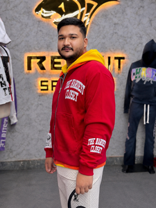 Nouveau sweat à capuche unisexe pour homme, fermeture éclair, rouge, surdimensionné, tissé, décontracté, avec poche avant, style hiver, 100% coton respirant - Product Image 2