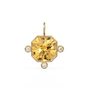 Colgante de oro amarillo macizo de 14k con diamante Heliodor de 7 quilates y bisel de berilo, piedra de nacimiento de junio, accesorio de joyería, dije de gema amarilla - Product Image 1