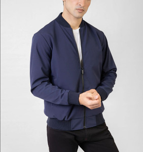 เสื้อแจ็คเก็ตบอมเบอร์ผู้ชายแบบสปริงสั่งทำขายส่ง OEM คุณภาพสูง สีน้ำเงินกรมท่า แห้งเร็ว ปรับแต่งด้านหน้าได้ สไตล์ลำลองแนวสตรีทแวร์ กันลม - Product Image 3