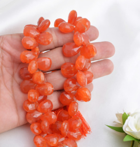 Collar de cuentas facetadas de cornalina natural de 8 pulgadas, cornalina natural facetada para la elaboración de joyería fina, piedra preciosa. - Product Image 2