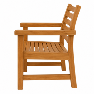 Chaise de jardin d'extérieur en teck massif, design contemporain, écologique, durable, imperméable, confortable, à lattes verticales, pour villa et parc - Product Image 3