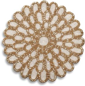 Manteles individuales de cristal con cuentas florales de gran venta, platos base de cristal con cuentas, manteles individuales con cuentas para cenas, bodas, fiestas y decoración festiva. - Product Image 5