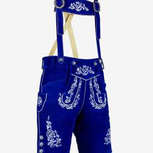 Lederhosen Bavaroises Bleues Authentiques pour l'Oktoberfest, Tailles EU du 46 au 60 - Product Image 1