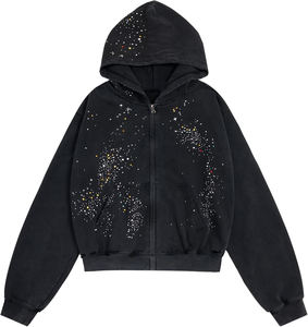 Sudadera con capucha de forro polar con cremallera y estampado personalizado para hombre, suministro de ropa al por mayor - Product Image 3