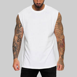Débardeur sans manches pour homme, col rond, blanc uni, coton, décontracté, tricoté, coupe classique, pour l'été - Product Image 1