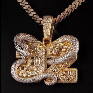 Colgante de Cruz Unisex Chapado en Oro de 14K con Piedra Cultivada en Laboratorio, Estilo Hip Hop - Product Image 1