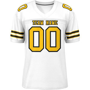 Camiseta de Fútbol Americano para Hombre, Blanca y Negra, 100% Algodón, Cuello Alto, Manga Corta, Malla Transpirable, Corte Regular, Personalizable con Nombre de Equipo - Product Image 4