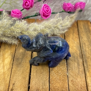 Chakralume Sodalite <b>Elephant</b> Hand Carved Natural Gemstone Figurine Intuition Clarity Feng Shui Decor Wholesale - Product Image 5