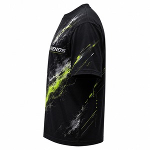 Camiseta de Manga Corta para Hombre, Negra y Verde, con Logotipo Frontal, Transpirable, Estilo Urbano, Cuello Redondo, Tejido de Algodón - Product Image 4