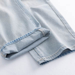 Jeans décontractés pour hommes, coupe droite classique, taille haute, en denim 100% coton délavé, avec braguette à boutons, grandes tailles, vente en gros personnalisée - Product Image 4
