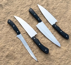 A&M Enterprises Handmade Chef <b>Knife</b> <b>Set</b> with Black Handle and White Pin Detail Survival Professional Hunting <b>Knives</b> - Product Image 3