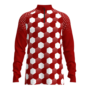 Maillot d'entraînement de football personnalisé pour homme à col zippé, manches longues, respirant en nid d'abeille, séchage rapide, sublimation, tenue d'équipe - Product Image 1