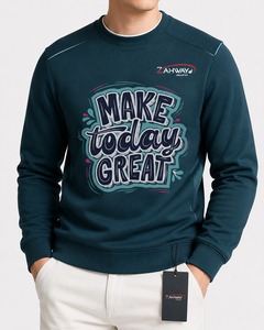 Sweat-shirts décontractés confortables à col rond pour hommes, coupe oversize, 100 % coton, effet délavé, prix de gros abordable - Product Image 1
