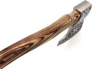 Hacha Vikinga Tomahawk de Acero Inoxidable Hecha a Mano de Alta Calidad, Diseño Más Popular con Mango de Madera y Funda de Cuero - Product Image 3