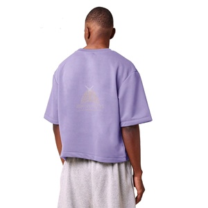 Camisetas con estampado gráfico personalizado de diseñador, camisetas para hombre, camiseta recortada con ajuste en caja, Camiseta corta de algodón de alta calidad Ringer Boxy Fit - Product Image 3