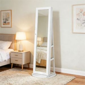 Specchio Decorativo Bianco con Armadietto Portagioie e Organizer per Trucchi - Product Image 1