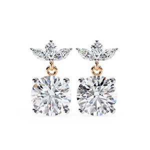 Pendientes Colgantes de Oro Amarillo de 14K con Diamante Cultivado en Laboratorio de 2ct, Elegantes para Novia, Boda, Fiesta, Regalo para Mujer - Product Image 4