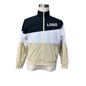 Dernier design de survêtement coupe-vent de gymnastique pour hommes en nylon 100% personnalisé avec fermeture à glissière complète poids léger contraste de couleurs bas actifs - Product Image 2