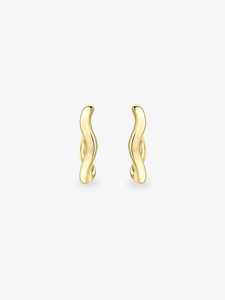 Plain Wavy Minimalist Elegant <b>Huggie</b> Hoops Earrings for Women Everyday Modern Classic Jewelry Push Back 14K <b>Solid</b> <b>Gold</b> Wholesale - Product Image 3
