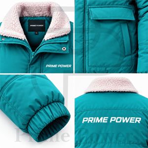 Warm Winter Puffer Jacket <b>Shearling</b> Collar Padded <b>Coat</b> Custom Wholesale Quilted Insulated Outerwear Factory Supplier - Product Image 3