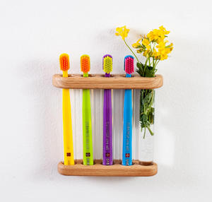 Luxurious Wooden <b>Toothbrush</b> <b>Holder</b> Stand Rectangle Minimalist Wall Mounted Bathroom Organizer in best style - Product Image 1