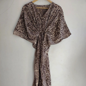 Wholesale 100% Cotton Kaftan Dress Floral Print Long Maxi Summer Casual Handmade Boho Hippie Beach Cover <b>up</b> Kaftan Dress - Product Image 1