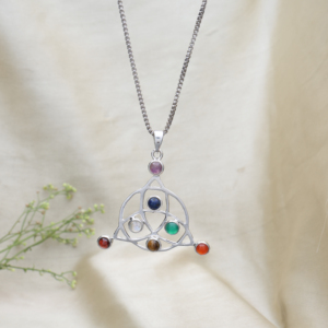 Collier Pendentif Nœud Celtique en Argent Sterling 925 avec Pierres Chakra, Bijou Multicolore Fait Main en Pierres Précieuses, Bijoux Fins Grillz Unisexe - Product Image 2