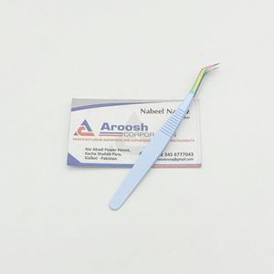 Volumen Punta múltiple con pinzas recubiertas de azul bebé Pinzas Dumont de acero inoxidable sostenible Extensión de pestañas Logotipo personalizado - Product Image 6