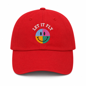 Casquette snapback rouge à 6 panneaux avec logo souriant brodé coloré, chapeau décontracté unisexe - Product Image 2