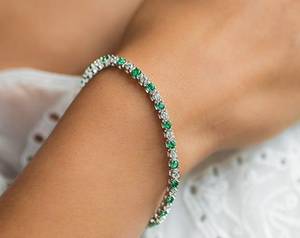 Natural Emerald Zircon Sterling Silver 24K Gold Plated Charm <b>Bracelet</b> Luxury Fine Jewelry Customized Design Elegant Women's Gift - Product Image 4