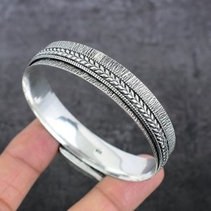 Natural Ammolite Sterling <b>Silver</b> Plated Channel Setting Ethnic Unisex Engagement Cuff <b>Bangle</b> <b>Bracelet</b> Rectangle Shape Wholesale - Product Image 4
