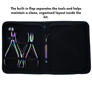 Rainbow Hair Extension Installation Set featuring 7 Inch Flat Bead Crimper Tape In Applicator Removal <b>Tool</b> Jumbo Styling Clips - Product Image 5